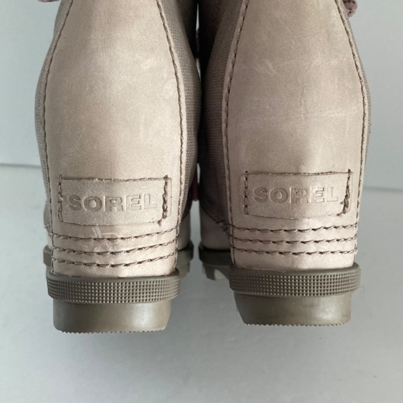Sorel PDX Women's Boots Leather Canvas Hidden Wedge Lace-Up Round Toe 8 EUC - Picture 8 of 14